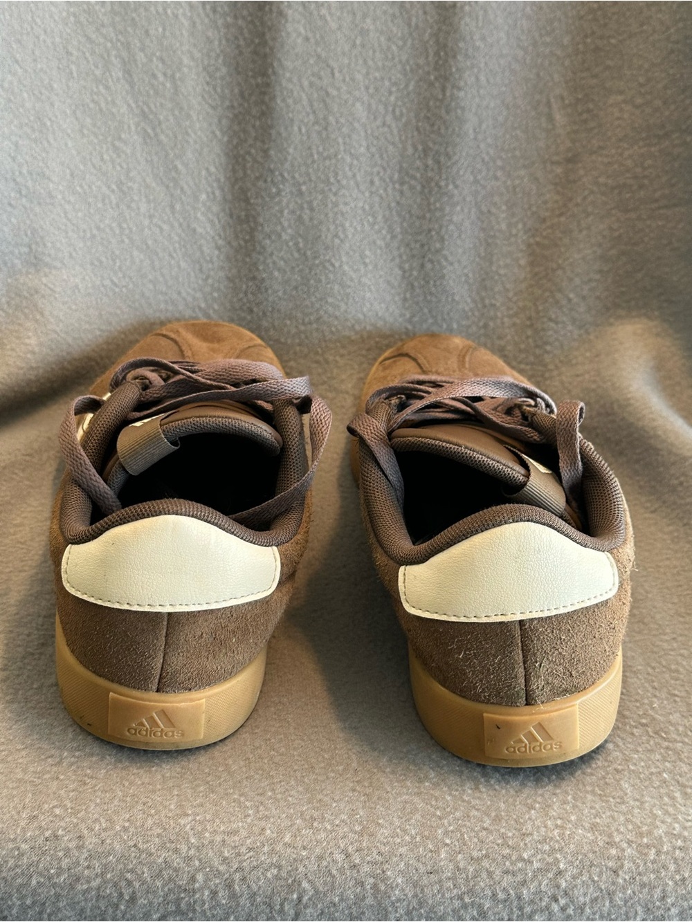 adidas women’s Brown Suede Sneakers with Cream Stripes - Picture 3 of 6